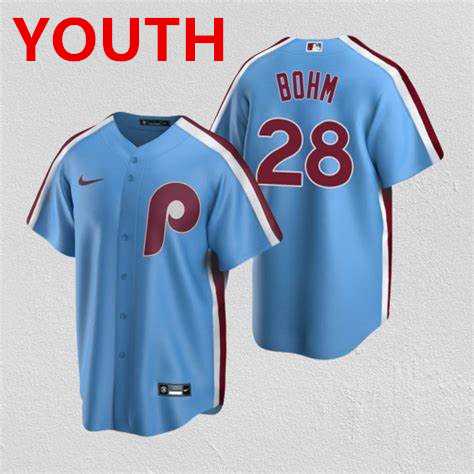 Youth Philadelphia Phillies #8 Alec Bohm Blue Cool Base Nike Jersey Dzhi->->MLB Jersey